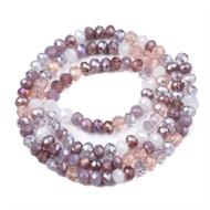 5 strenge facet glasperler - imiteret jade purple - 3x2 mm.